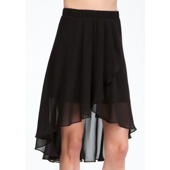 NO BOUNDARIES DOUBLE LAYER IRREGULAR HIGH LOW ELASTIC WAISTBAND CHIFFON SKIRT - Picture 16 of 16